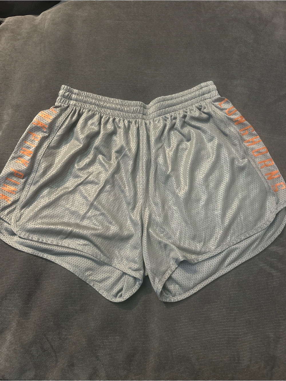 PINK Texas Longhorns Victoria's Secret Light Gray Athletic Mesh Shorts